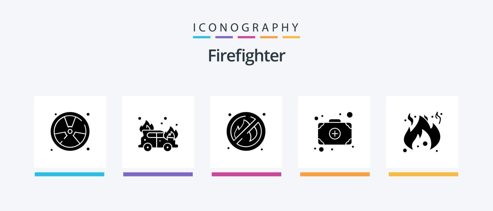 brandman glyf 5 ikon packa Inklusive . brand. brand. fara. Lägg till. kreativ ikoner design vektor