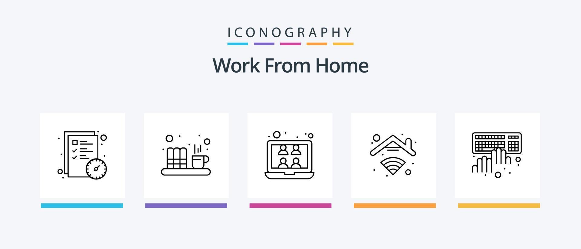 arbete från Hem linje 5 ikon packa Inklusive Hem. arbetstagare. Hem arbete område. arbetssätt. anställd. kreativ ikoner design vektor