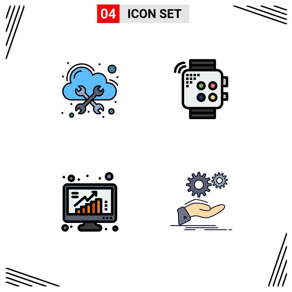 4 kreativ ikoner modern tecken och symboler av databas växa moln Rör Graf redigerbar vektor design element