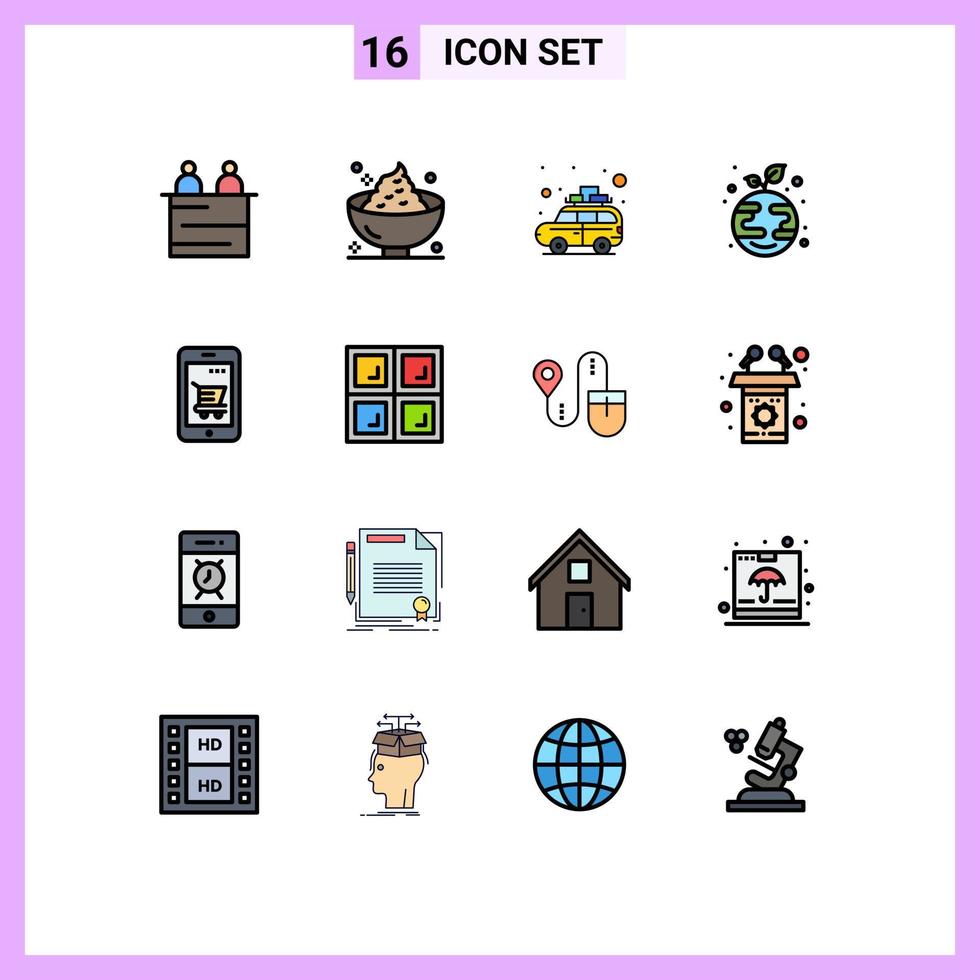 uppsättning av 16 modern ui ikoner symboler tecken för vagn växt potatis tillväxt buss redigerbar kreativ vektor design element