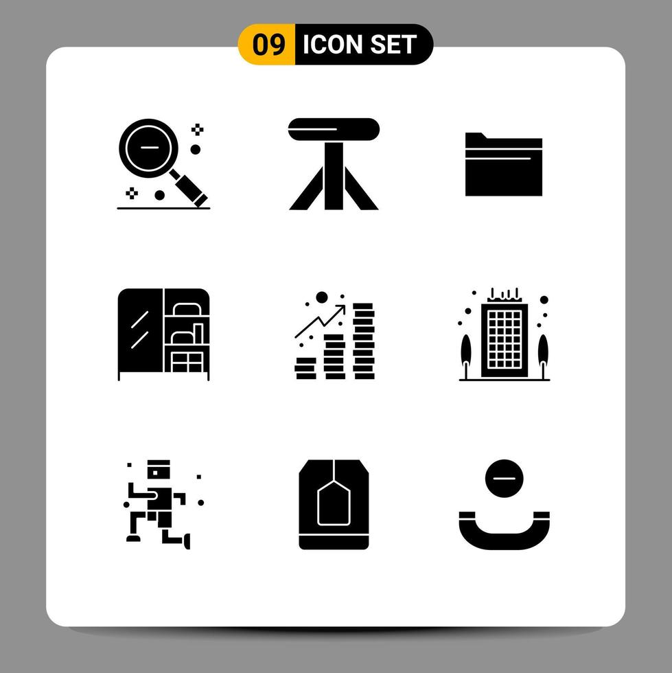 9 kreativ ikoner modern tecken och symboler av inkomst inkomst mapp garderob möbel redigerbar vektor design element