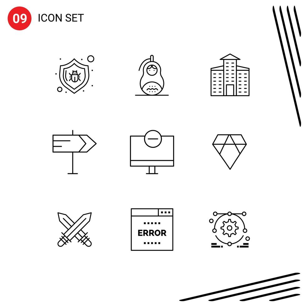 uppsättning av 9 modern ui ikoner symboler tecken för grej datorer ryssland pekare riktning redigerbar vektor design element