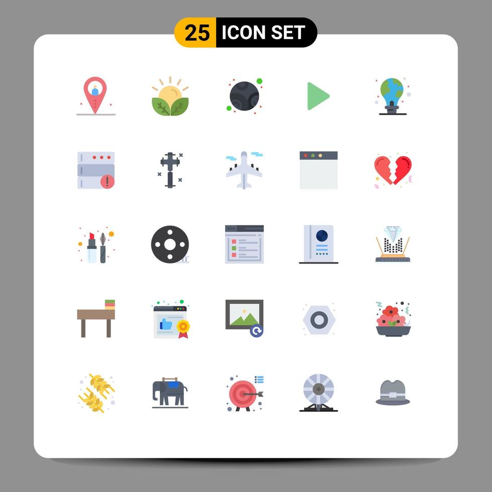 Gruppe von 25 flachen Farbzeichen und Symbolen für Schutzspiel landwirtschaftliche Medienraum editierbare Vektordesign-Elemente vektor