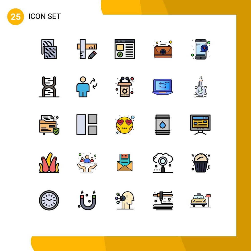 uppsättning av 25 modern ui ikoner symboler tecken för medicinsk först browser nödsituation sida redigerbar vektor design element