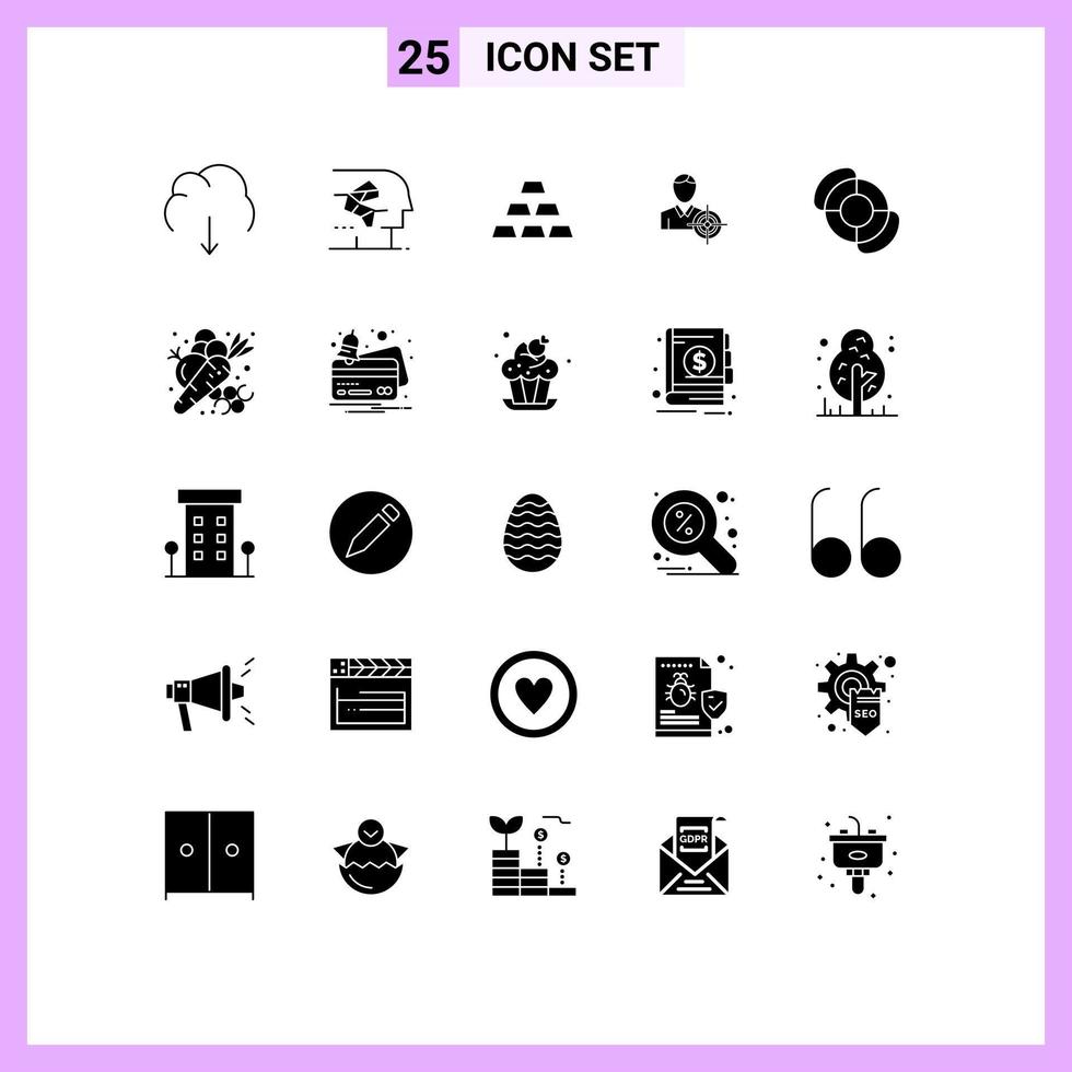 25 kreativ ikoner modern tecken och symboler av mål fokus mänsklig man guld bar redigerbar vektor design element
