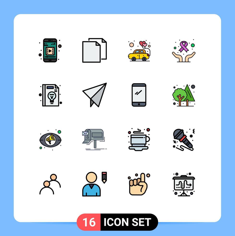 16 universell platt Färg fylld linje tecken symboler av förvaltning företag hjärta värld dag händer redigerbar kreativ vektor design element