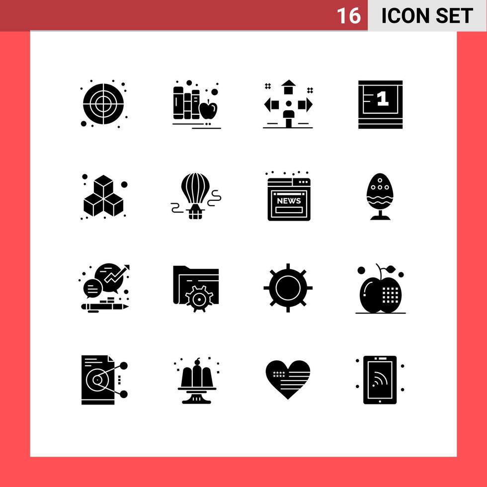 16 universelle solide Glyphen, die für Web- und mobile Anwendungen festgelegt wurden vektor