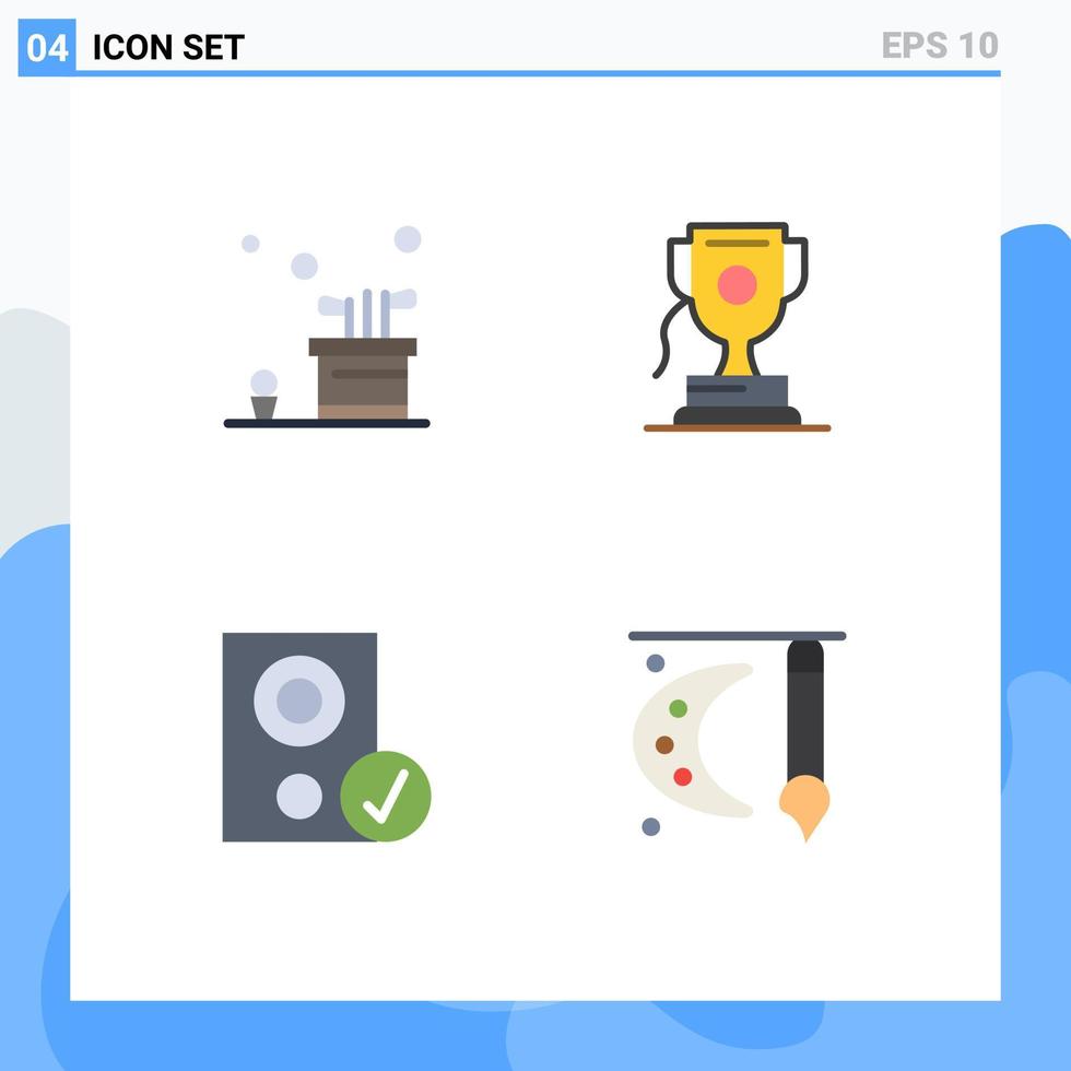 flaches Icon-Paket mit 4 universellen Symbolen für bearbeitbare Vektordesign-Elemente des Taschencomputerspielpreis-Gadgets vektor