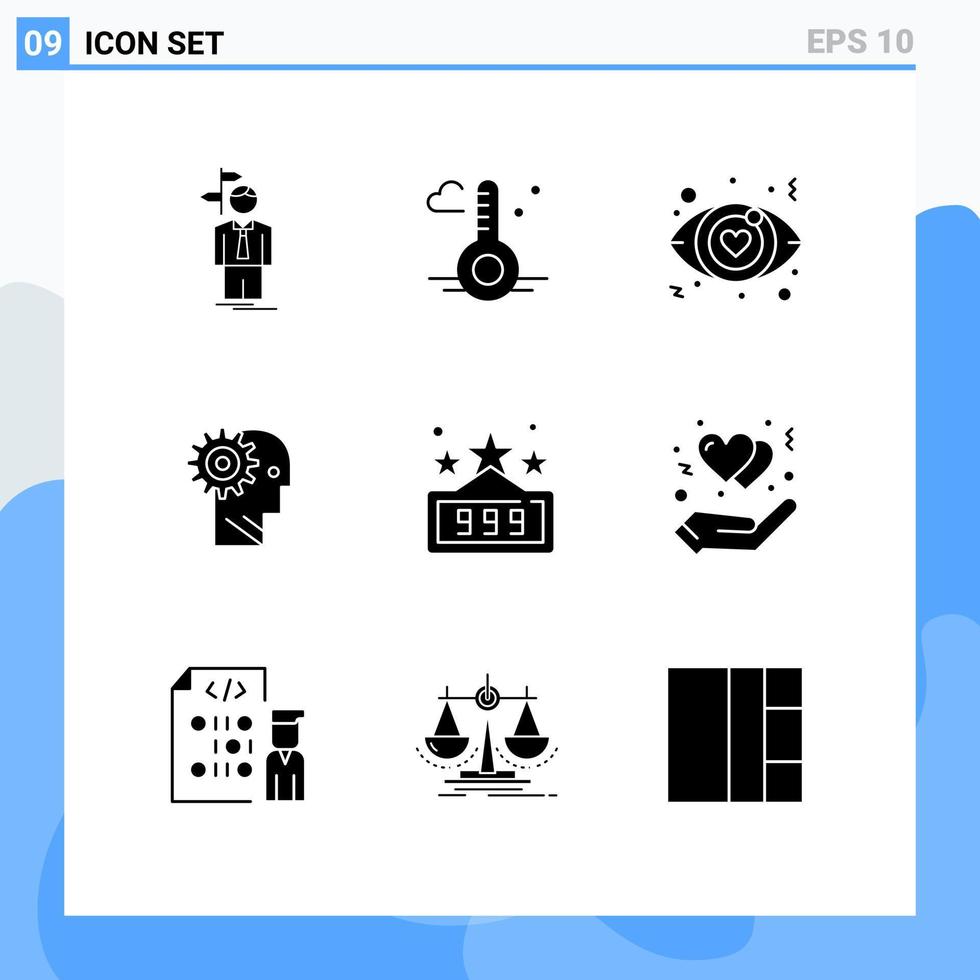 uppsättning av 9 vektor fast glyfer på rutnät för personlig man vår redskap lösning redigerbar vektor design element