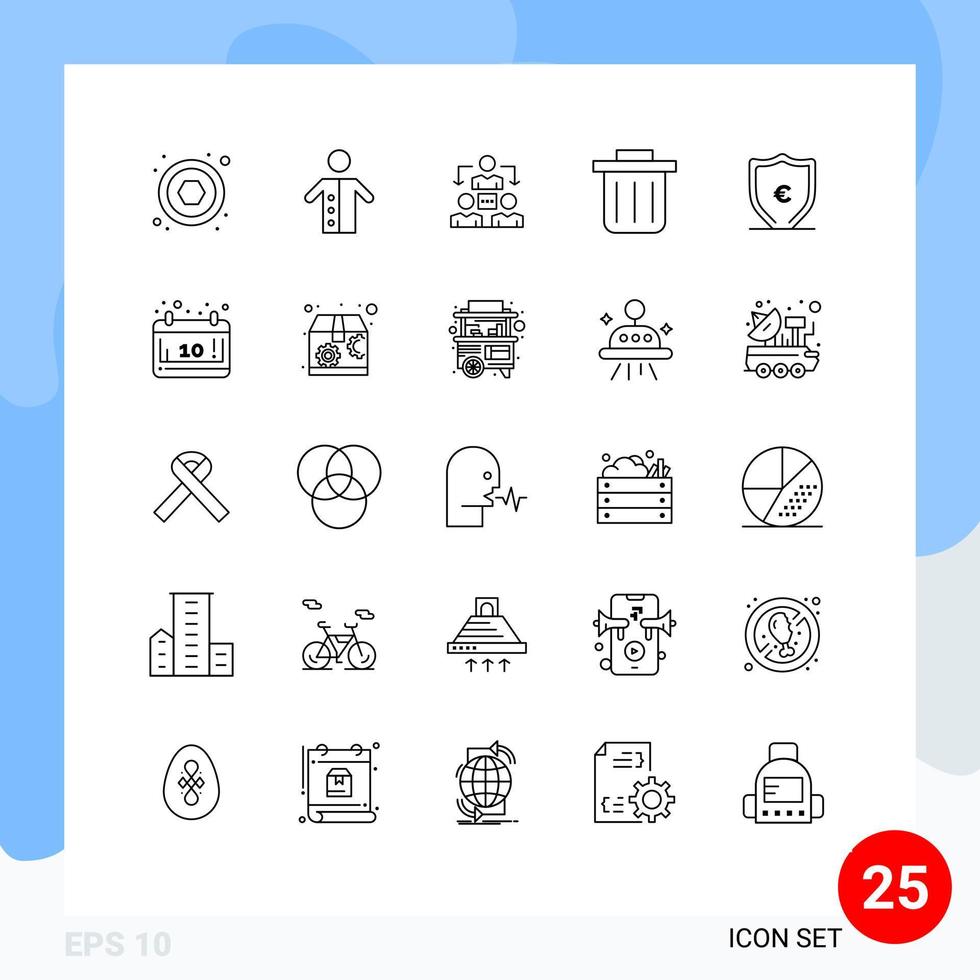 gruppe von 25 modernen linien für herbstschildverbindung geldrecyclingbehälter editierbare vektordesignelemente vektor