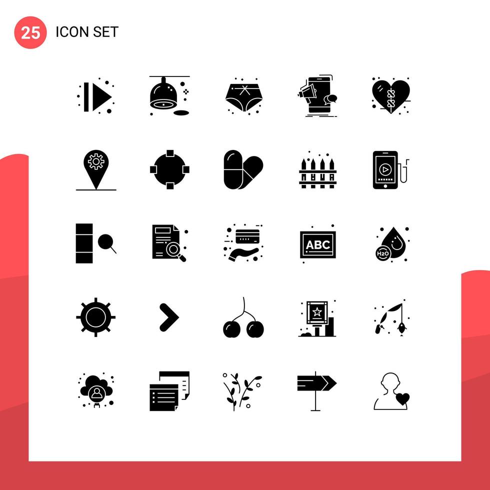 uppsättning av 25 modern ui ikoner symboler tecken för läka befordran shorts megafon marknadsföring redigerbar vektor design element