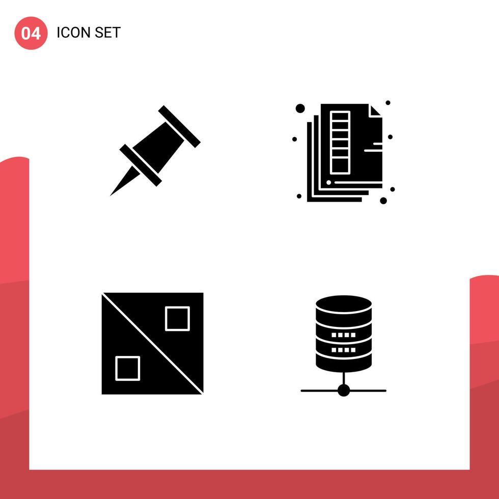 4 kreativ ikoner modern tecken och symboler av markör linje sida Färg server redigerbar vektor design element