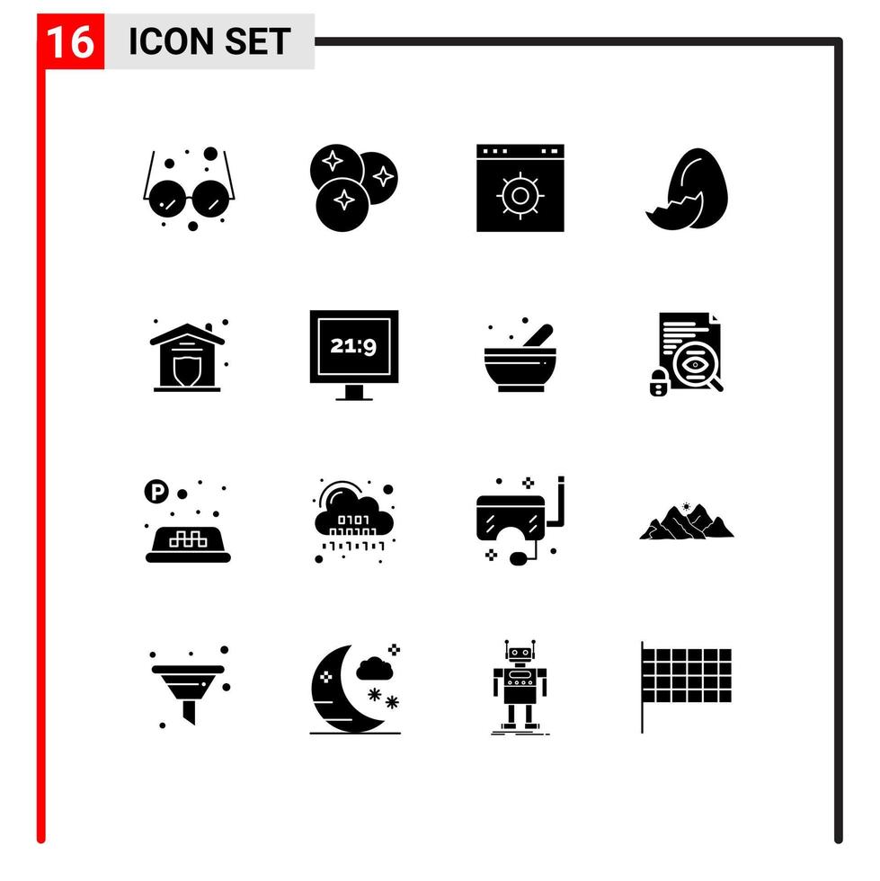 16 universell fast glyf tecken symboler av skydd vår browser Semester ägg redigerbar vektor design element