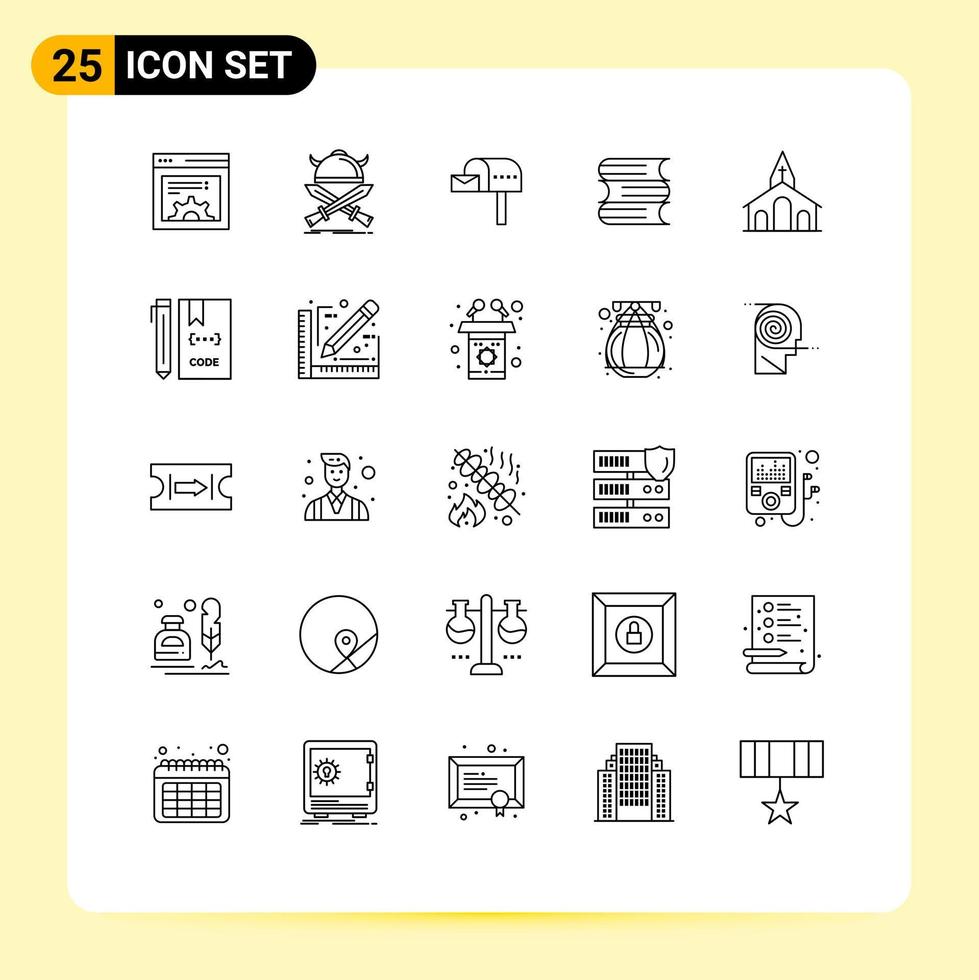 25 universell rader uppsättning för webb och mobil tillämpningar kristen kyrka brev låda filer dokumentera redigerbar vektor design element