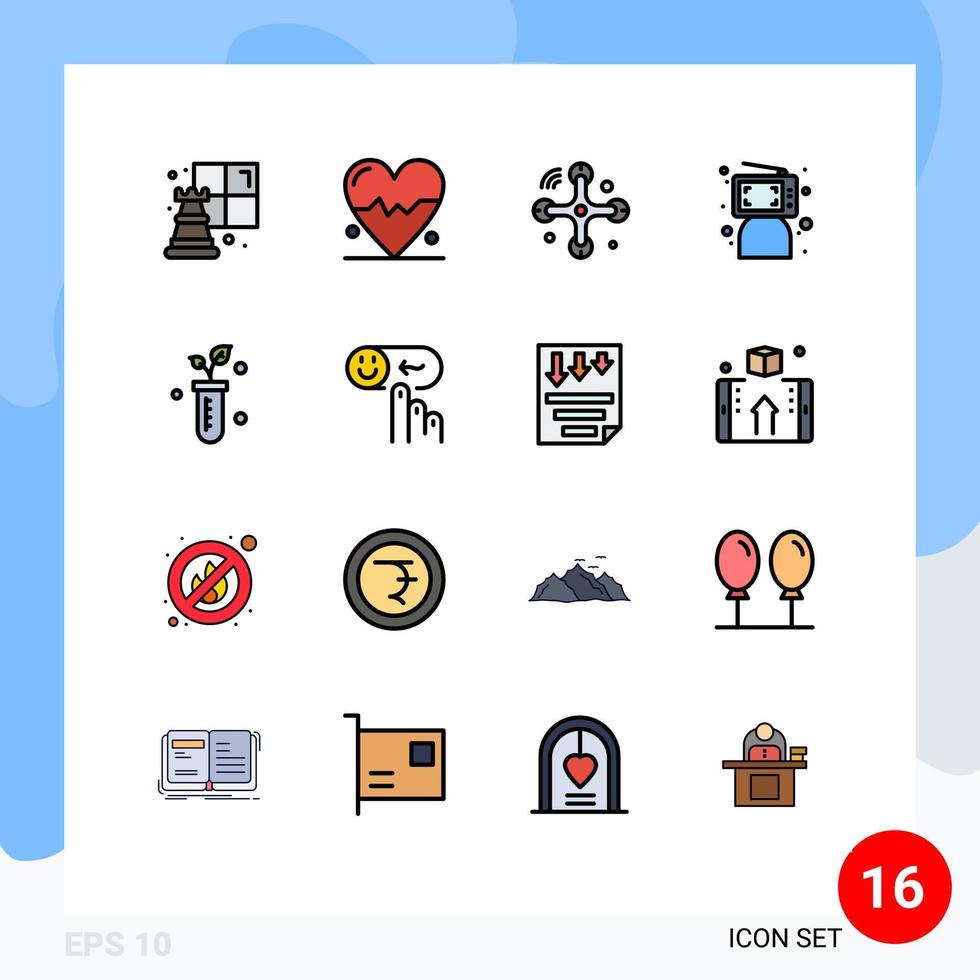 uppsättning av 16 modern ui ikoner symboler tecken för labb rör Drönare person dator redigerbar kreativ vektor design element