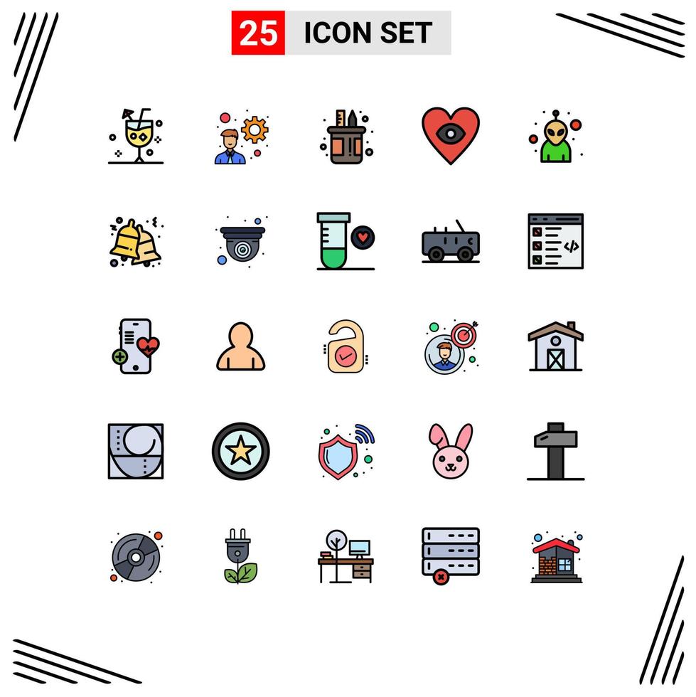 25 tematiska vektor fylld linje platt färger och redigerbar symboler av avatar kärlek låda hjärta pott redigerbar vektor design element