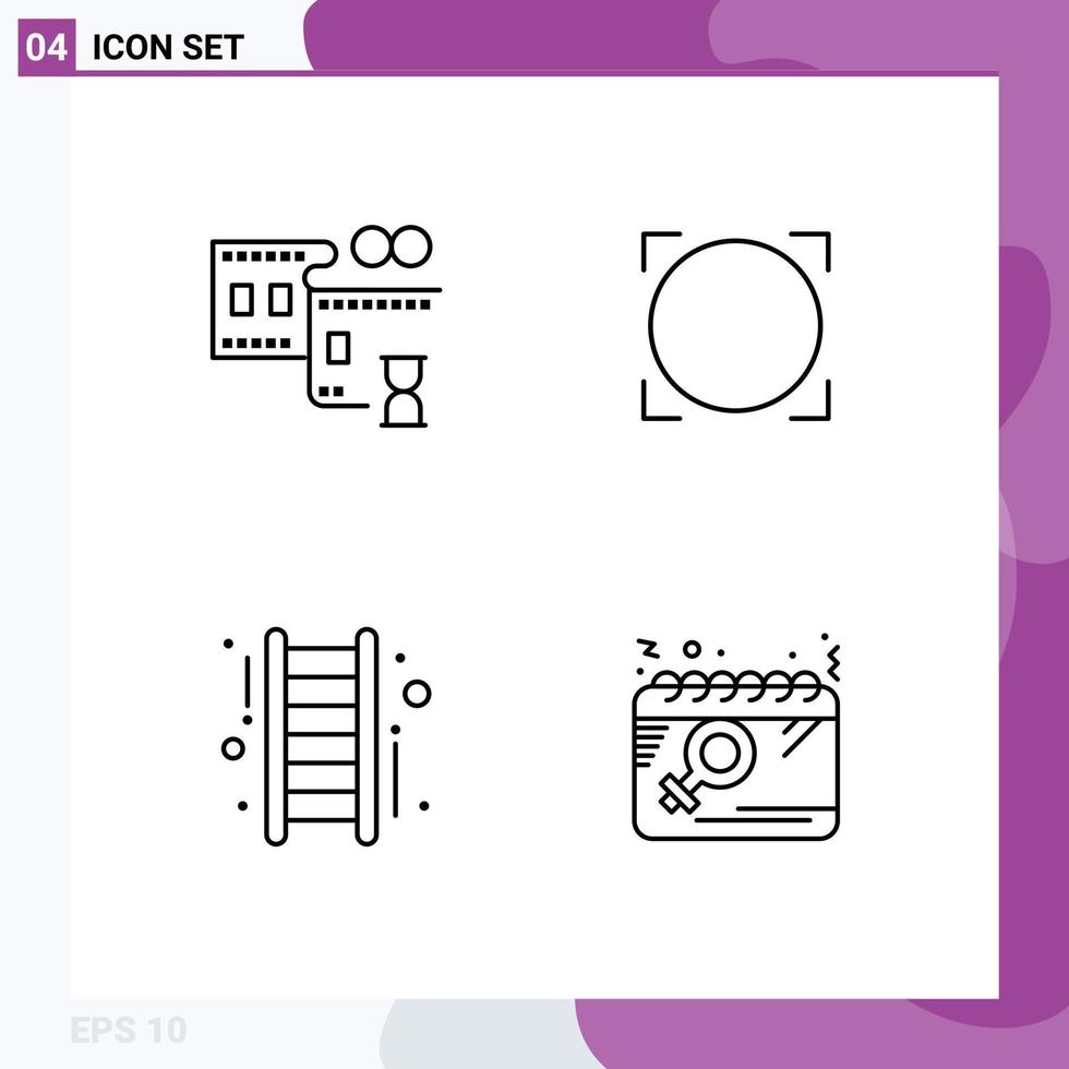 grupp av 4 fylld linje platt färger tecken och symboler för filma rulle Start upp omni crypto mynt kalender redigerbar vektor design element