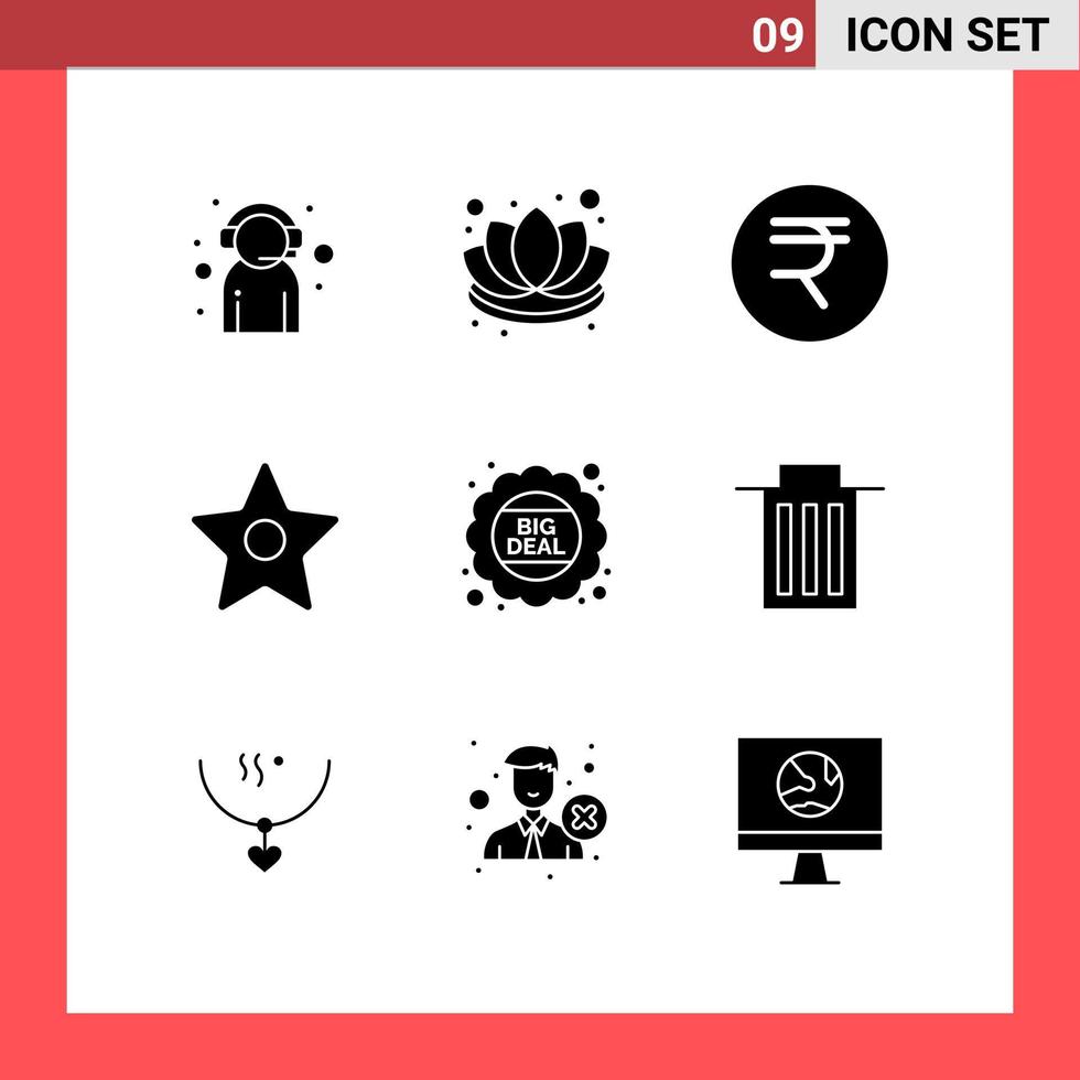 uppsättning av 9 modern ui ikoner symboler tecken för pris stor handla lotus stjärna bokmärke redigerbar vektor design element