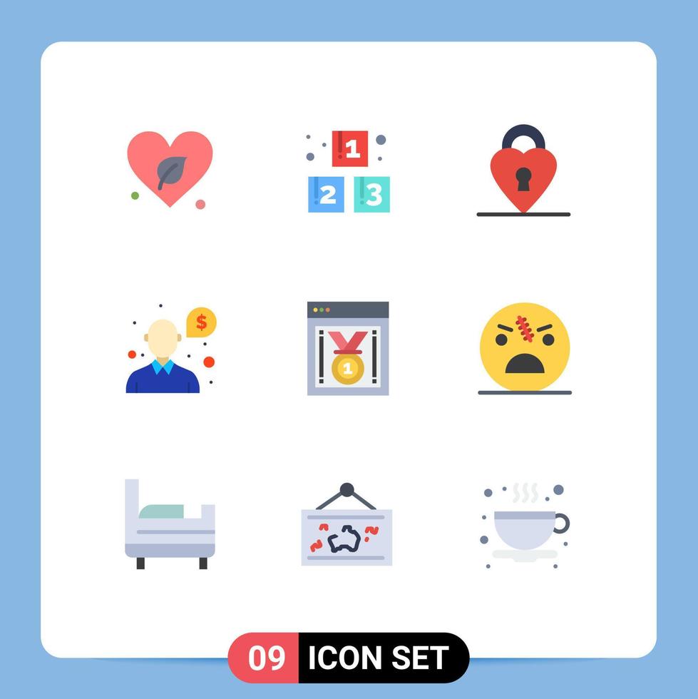 9 tematiska vektor platt färger och redigerbar symboler av hemsida tilldela bäst hemsida låsa Stöd pengar redigerbar vektor design element