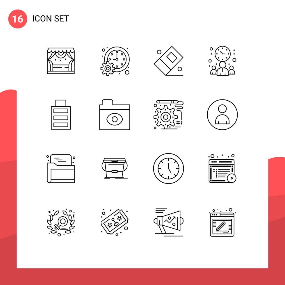 Stock Vector Icon Pack mit 16 Zeilen Zeichen und Symbolen für Vollzeit-Bürogeschäftsmann editierbare Vektordesign-Elemente