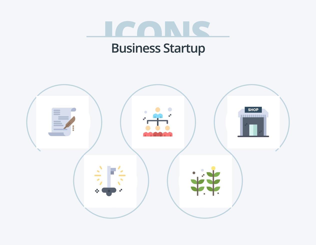 Business Startup Flat Icon Pack 5 Icon Design. Markt. Geschäft. Geschäft. Gebäude. Menschen vektor