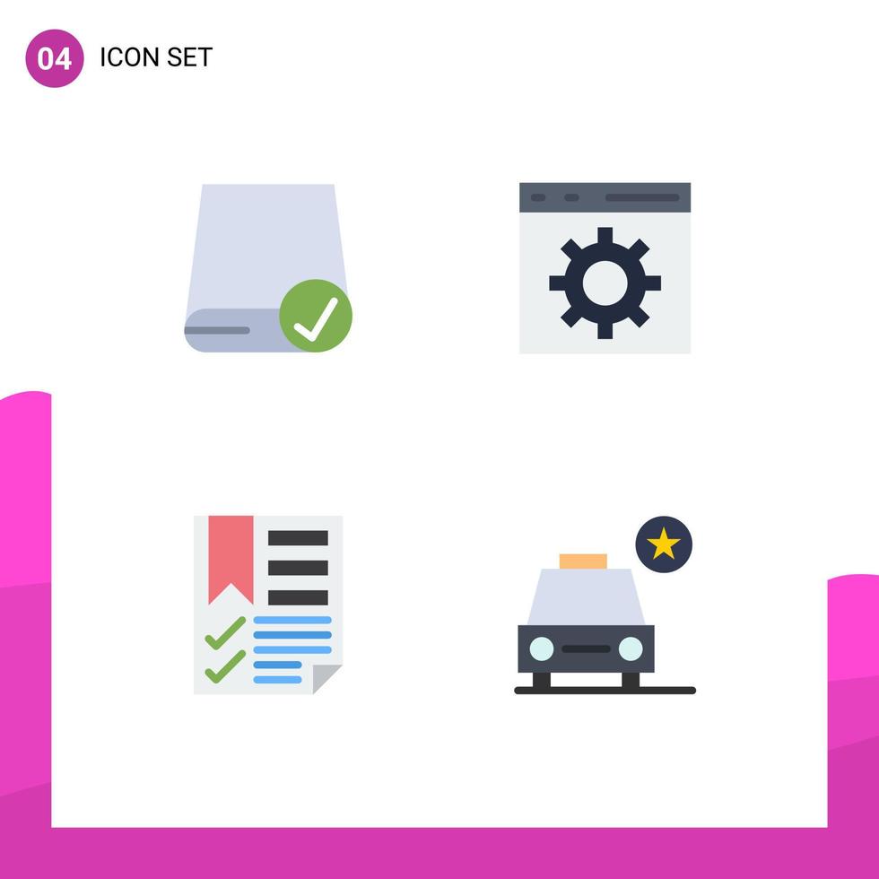 universelle Symbolsymbole Gruppe von 4 modernen flachen Symbolen des Computer-Lesezeichen-Laufwerks entwickeln bearbeitbare Vektordesign-Elemente für Dokumente vektor