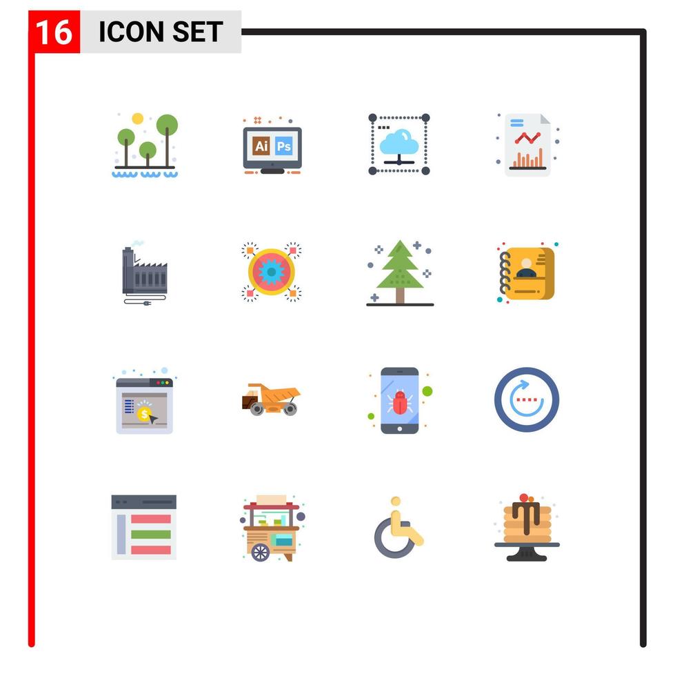 16 tematiska vektor platt färger och redigerbar symboler av växa företag verktyg nätverk data redigerbar packa av kreativ vektor design element