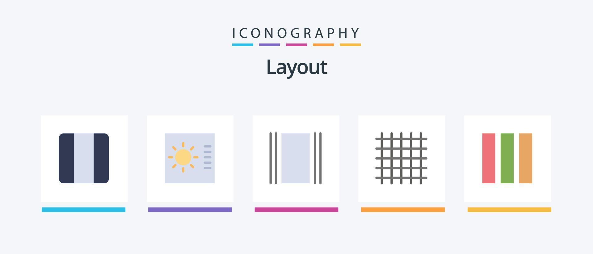 Layout Flat 5 Icon Pack inklusive Webdesign. Spalte. Fluss. rationalisieren. Layout. kreatives Symboldesign vektor