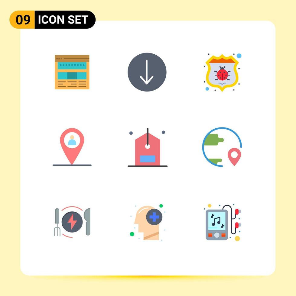 universell ikon symboler grupp av 9 modern platt färger av kolla upp Karta symbol plats skydda redigerbar vektor design element