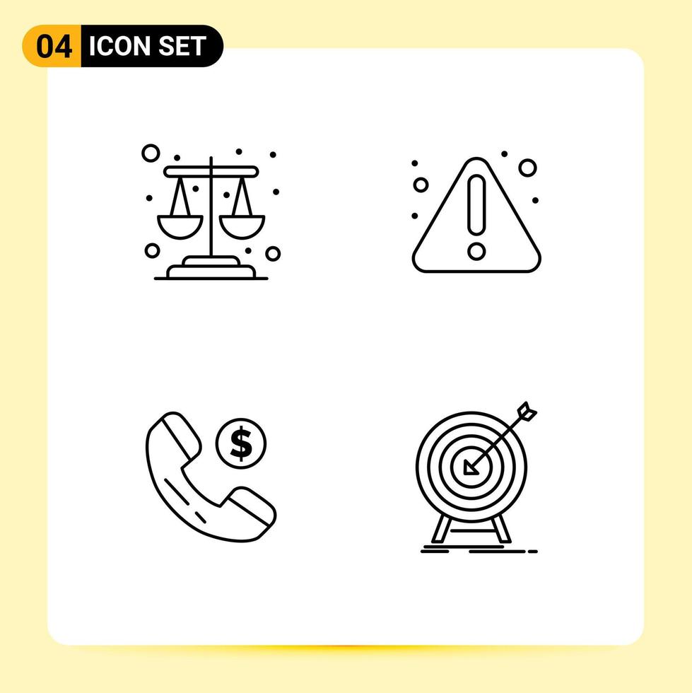4 kreativ ikoner modern tecken och symboler av balans mål fel e-handel marknadsföra redigerbar vektor design element