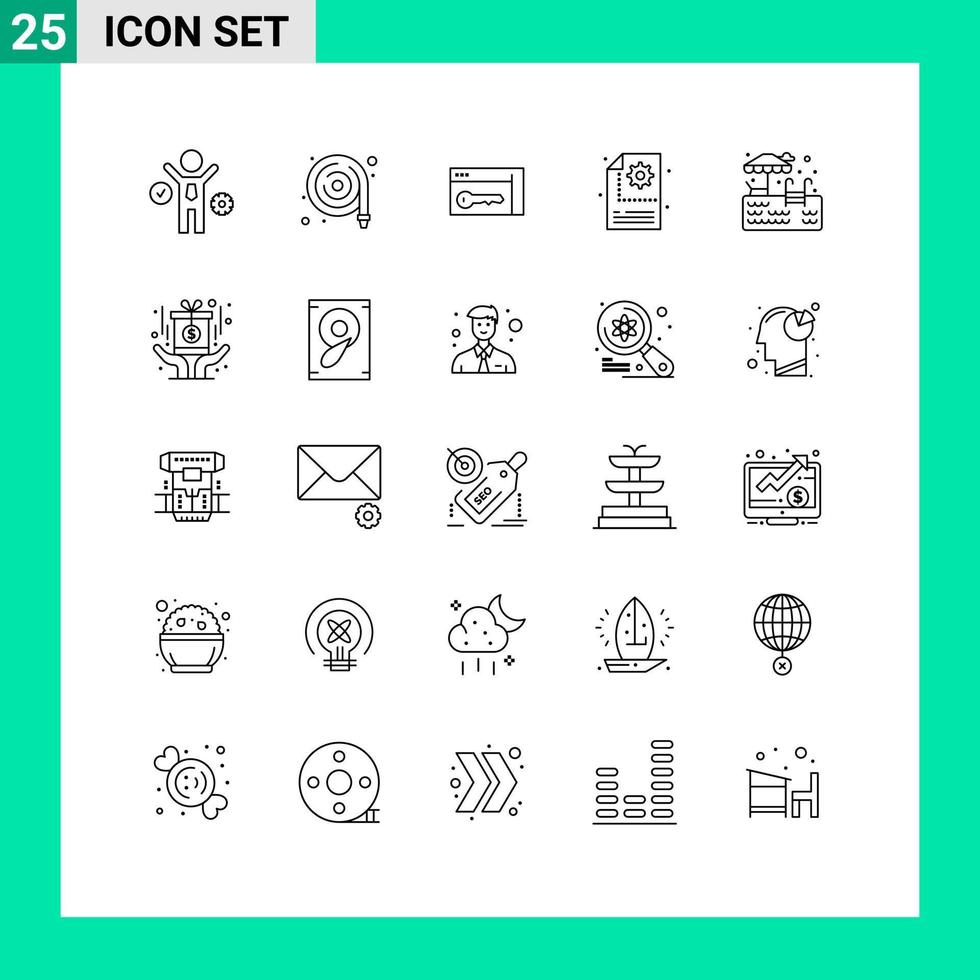 25 linje begrepp för webbplatser mobil och appar simning vatten säkerhet miljö bearbeta redigerbar vektor design element