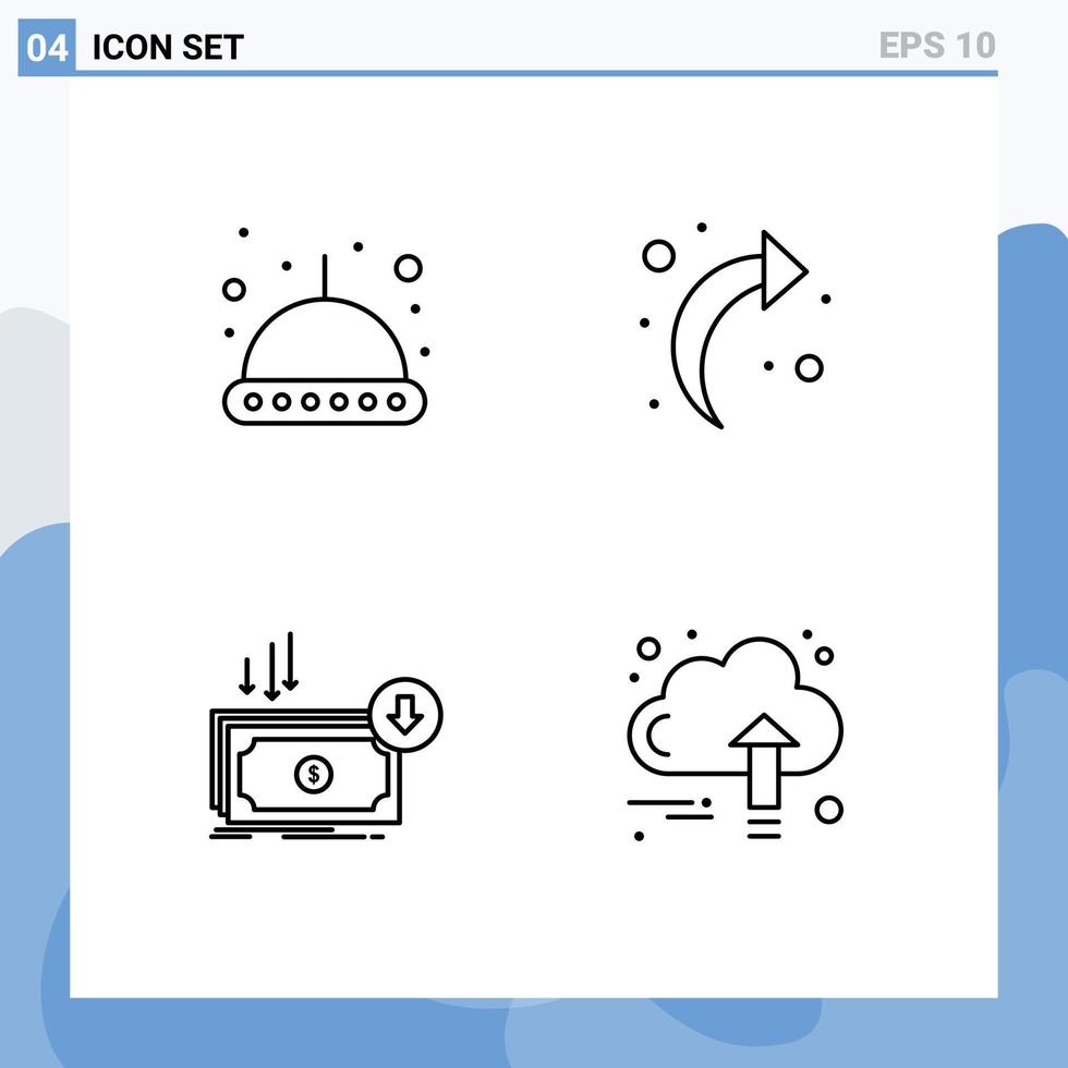 uppsättning av 4 modern ui ikoner symboler tecken för astronomi bekostnad pil företag pengar redigerbar vektor design element