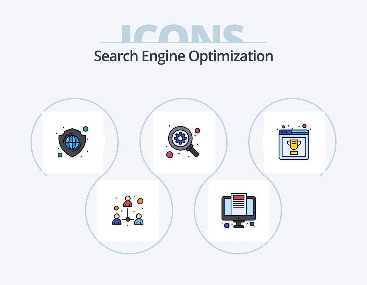 seo linje fylld ikon packa 5 ikon design. . sida ranking. Graf. sida kvalitet. hemsida vektor