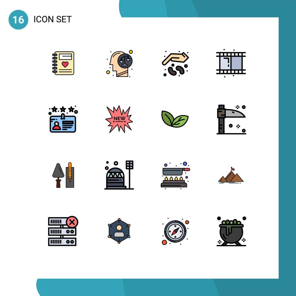 uppsättning av 16 modern ui ikoner symboler tecken för kort rulle sinne filma utsäde redigerbar kreativ vektor design element