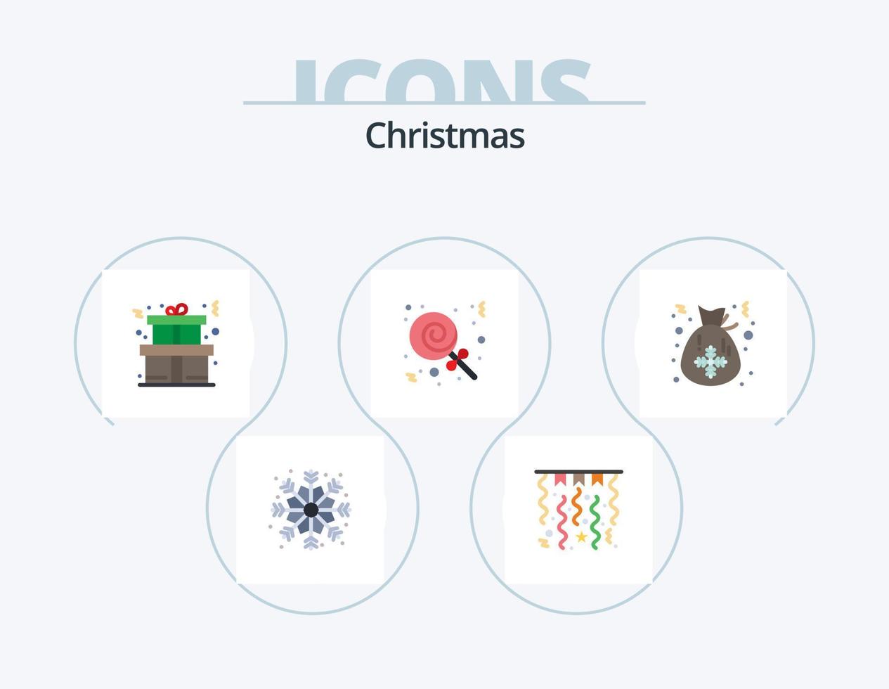 weihnachten flach icon pack 5 icon design. . Weihnachtsmann. gegenwärtig. Weihnachten. Tasche vektor