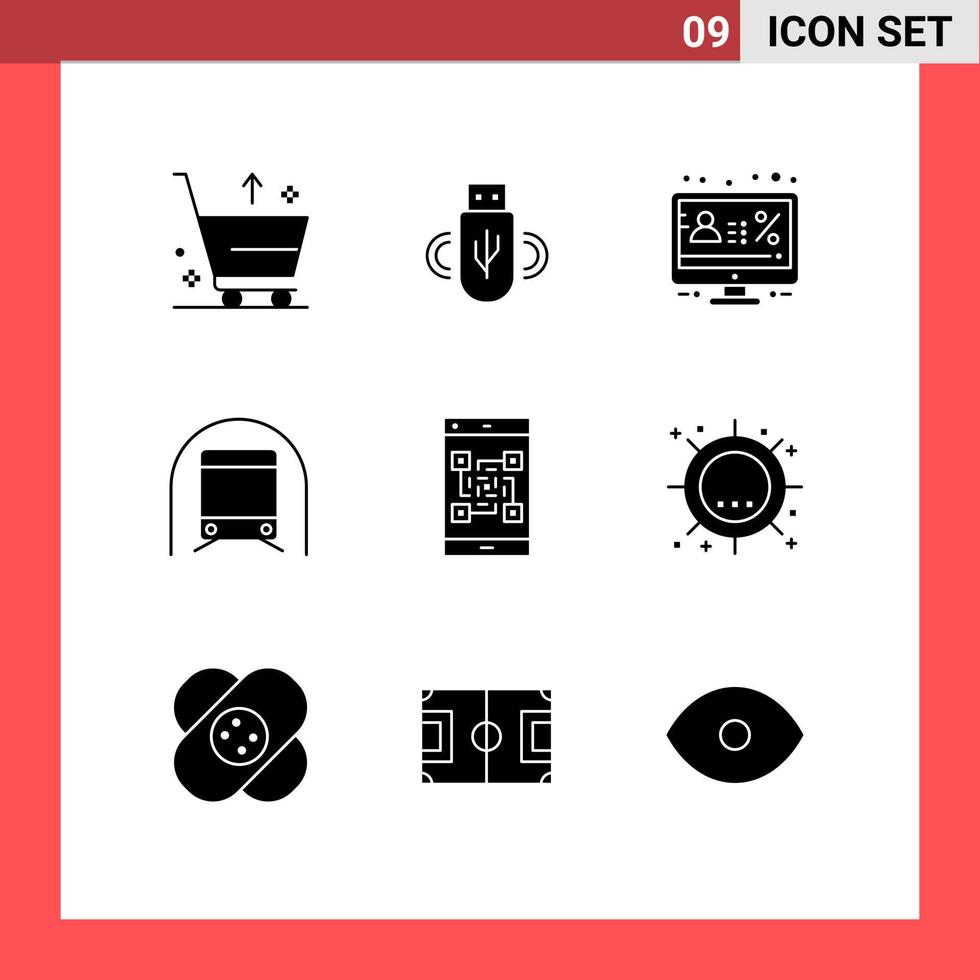 uppsättning av 9 modern ui ikoner symboler tecken för fordon transport konto tunnelbana procentsats redigerbar vektor design element