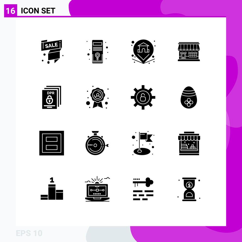 Aktienvektor-Icon-Pack mit 16 Zeilenzeichen und Symbolen für den Aufbau von Marktsystemen Online-Home-editierbare Vektordesign-Elemente vektor