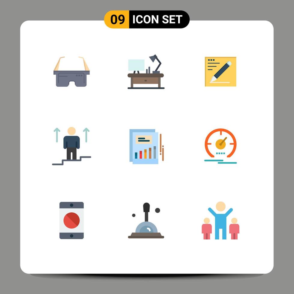 9 universell platt Färg tecken symboler av tillväxt man browser pil användare redigerbar vektor design element