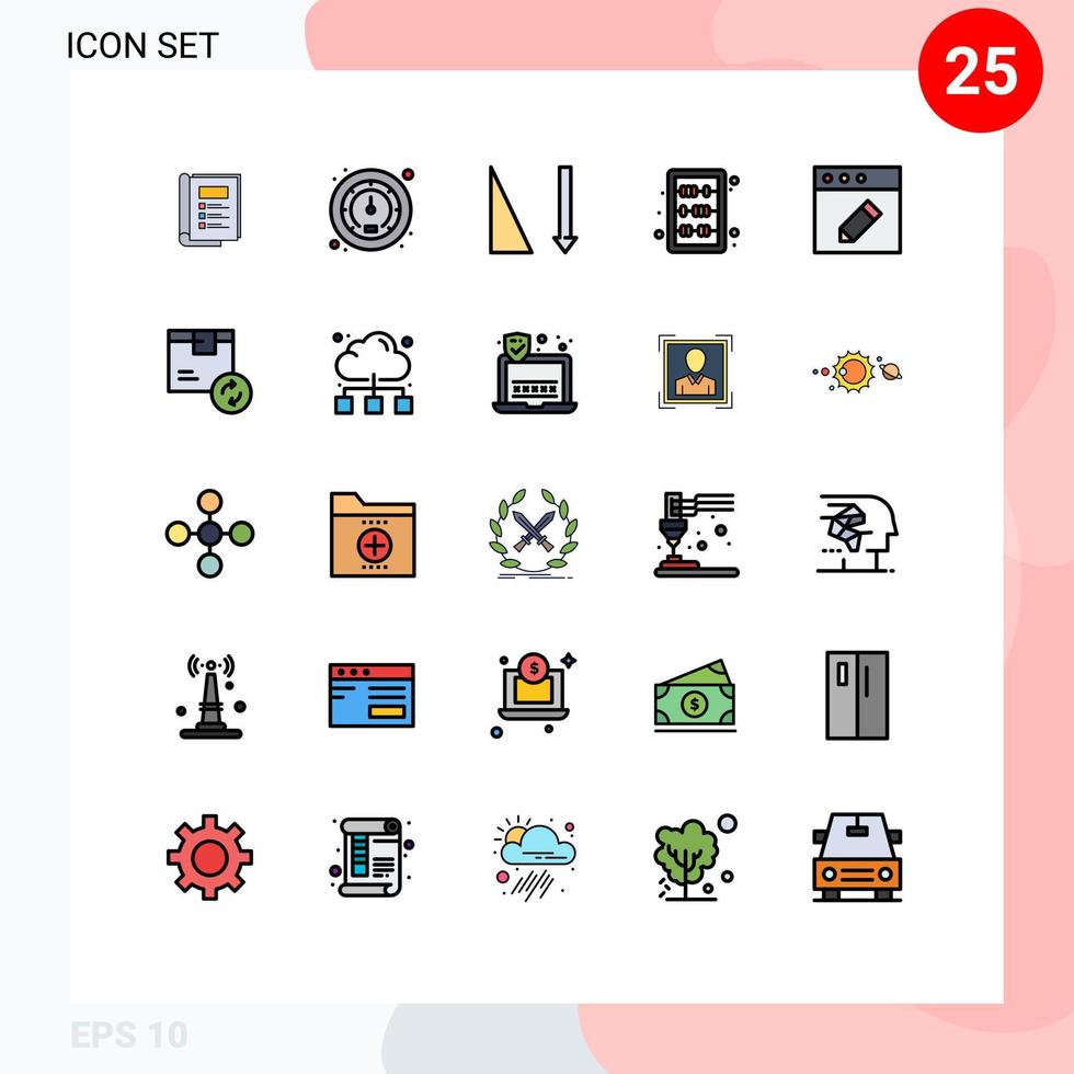 användare gränssnitt packa av 25 grundläggande fylld linje platt färger av låda redigera sortera app kunskap redigerbar vektor design element
