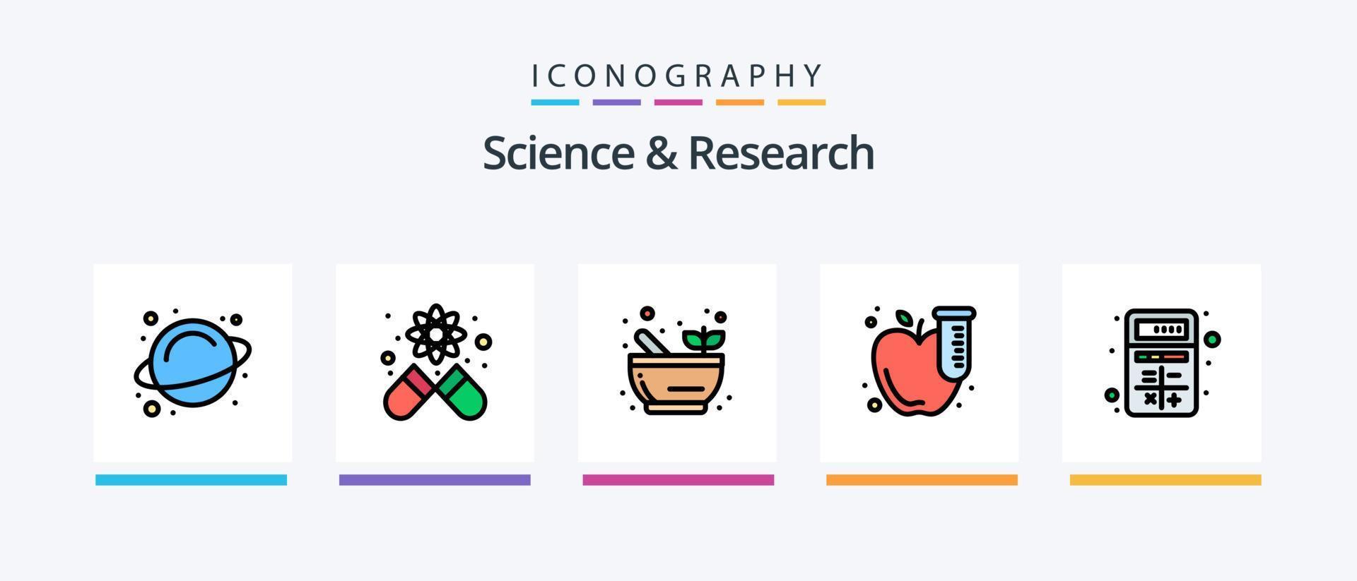 vetenskap linje fylld 5 ikon packa Inklusive vetenskap. samspel. flaska. kalkylator. app. kreativ ikoner design vektor