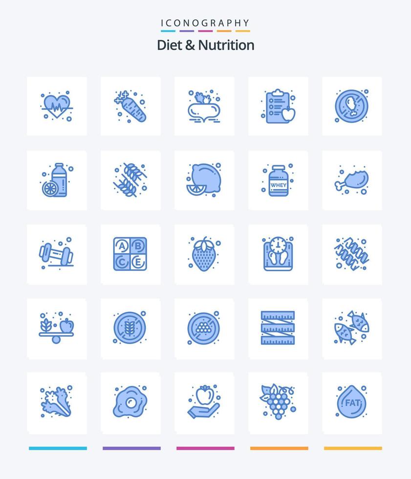 kreativ diet och näring 25 blå ikon packa sådan som färsk. diet. rödbeta. Nej kött. diet vektor