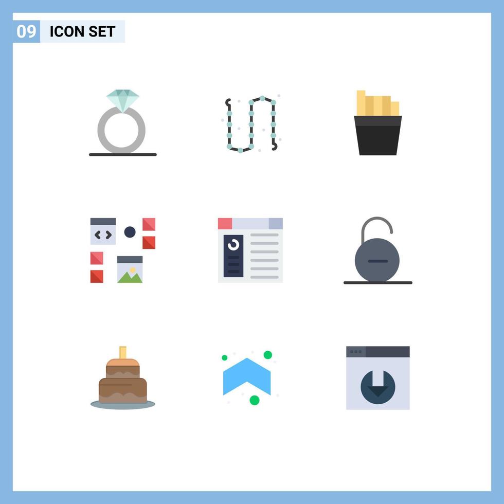 packa av 9 modern platt färger tecken och symboler för webb skriva ut media sådan som sida app franska programmering utveckling redigerbar vektor design element