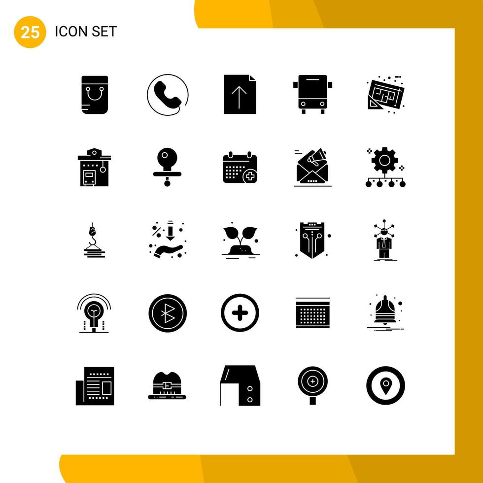 25 kreative Symbole, moderne Zeichen und Symbole von Werkzeugen, Dokument-Upload, Blaupause, Transport, editierbare Vektordesign-Elemente vektor