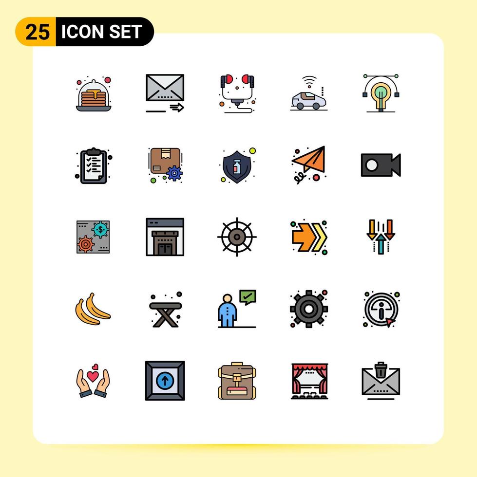 Aktienvektor-Icon-Pack mit 25 Zeilenzeichen und Symbolen für Ideenbirnen-Hardware-Signalwagen editierbare Vektordesign-Elemente vektor
