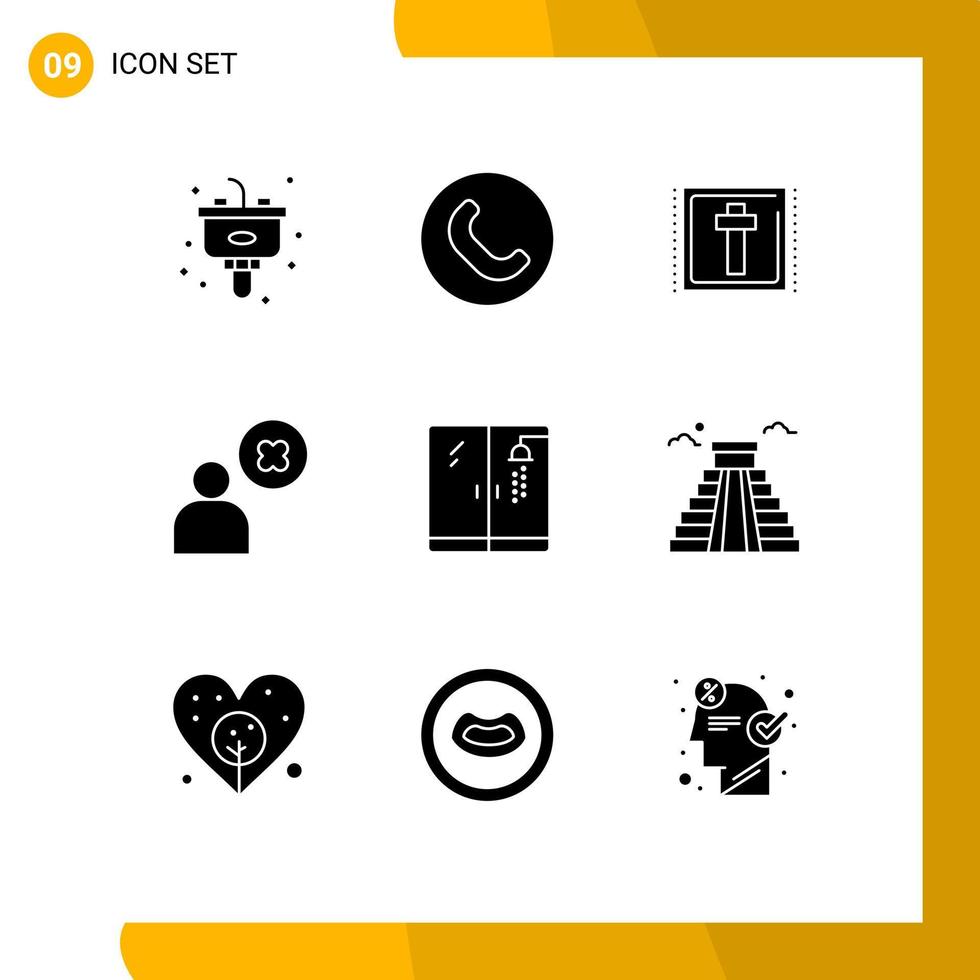 modern uppsättning av 9 fast glyfer pictograph av dusch rörmokare påsk användare radera användare redigerbar vektor design element