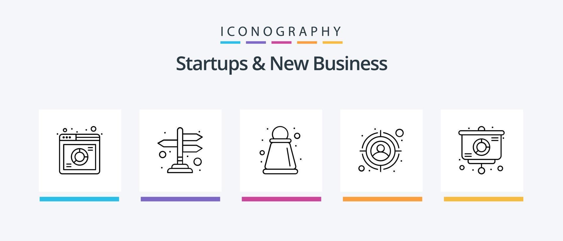 Startups und New Business Line 5 Icon Pack inklusive Ways. Weg. Geschäft. Richtung. offen. kreatives Symboldesign vektor