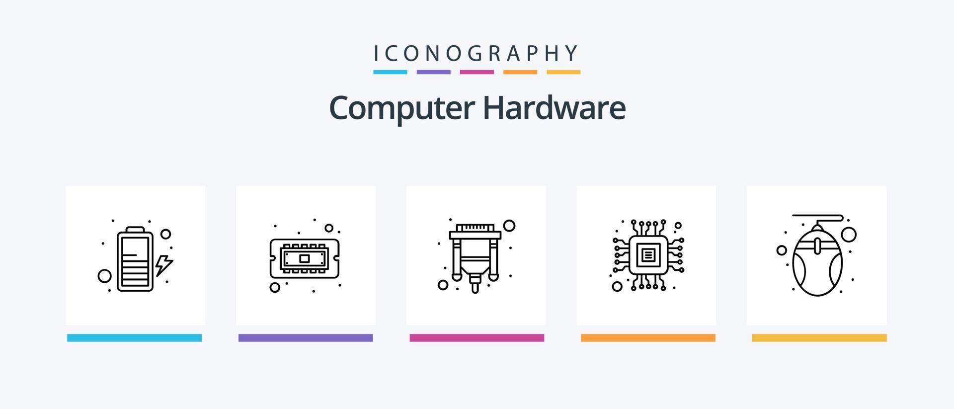 dator hårdvara linje 5 ikon packa Inklusive . presentation. dator. beamer. wifi. kreativ ikoner design vektor