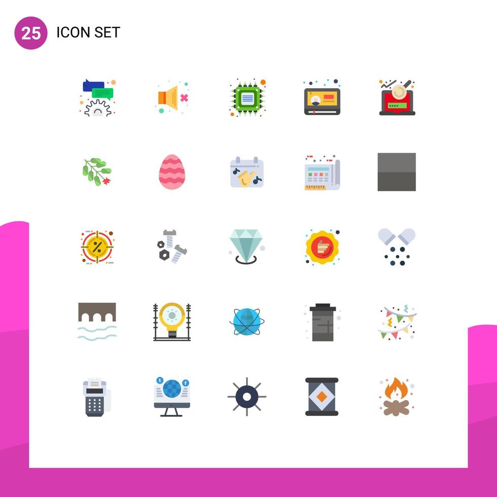 modern uppsättning av 25 platt färger pictograph av fil Youtube dator video Nyheter redigerbar vektor design element