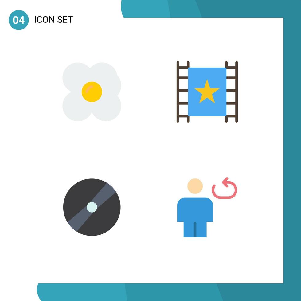 piktogram uppsättning av 4 enkel platt ikoner av ägg film multimedia stjärna pokemon redigerbar vektor design element