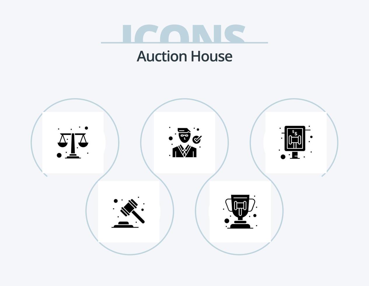 auktion glyf ikon packa 5 ikon design. lag. bedöma. domstol auktion. advokat. advokat vektor
